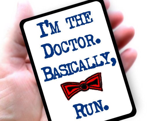 Doctor Who inspired post card or mini poster, Glossy Laminated Red Bow Tie Mini Poster or Magnet