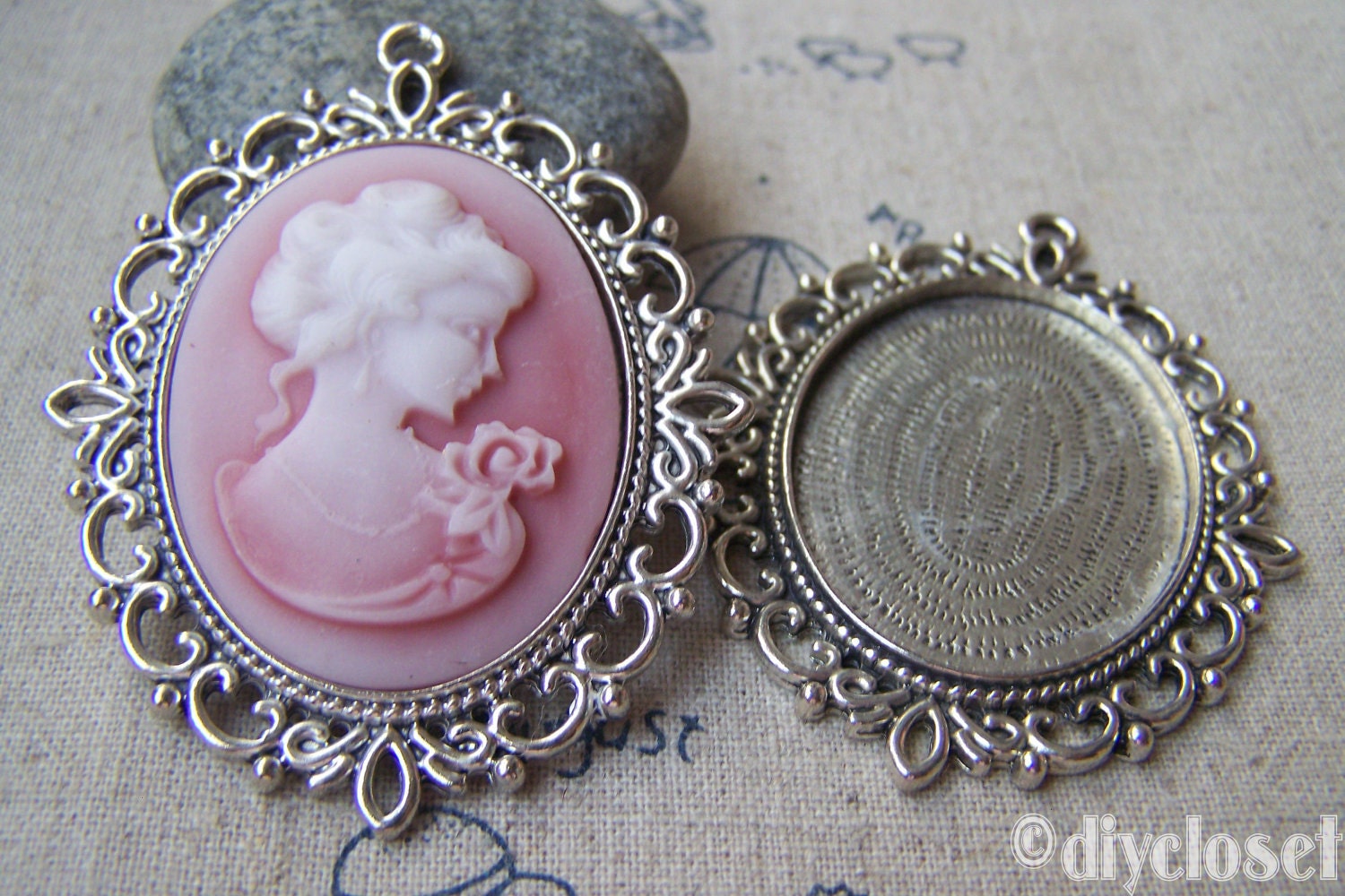 6 pcs of Tibetan Silver Lovely Oval Cameo Base Settings Match 30x40mm Cameo A2860