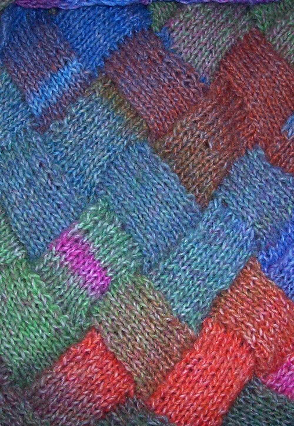 Handknit Entrelac Scarf  For Women In Amazing Colors