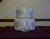 2 Tier Plain White Diaper Cake - ready for you to decorate