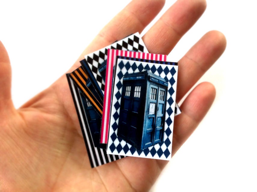 Large TARDIS Inspired Stickers - Set of 6 Glossy Rainbow Colored Doctor Who Inspired Stickers