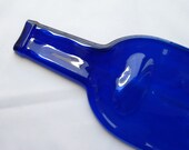 Flat bottle spoon rest, cobalt blue, flat Harvey's sherry bottle, recycled bottle