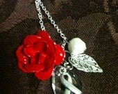 Infertility Awareness Pomegranate Red Rose Charm Necklace