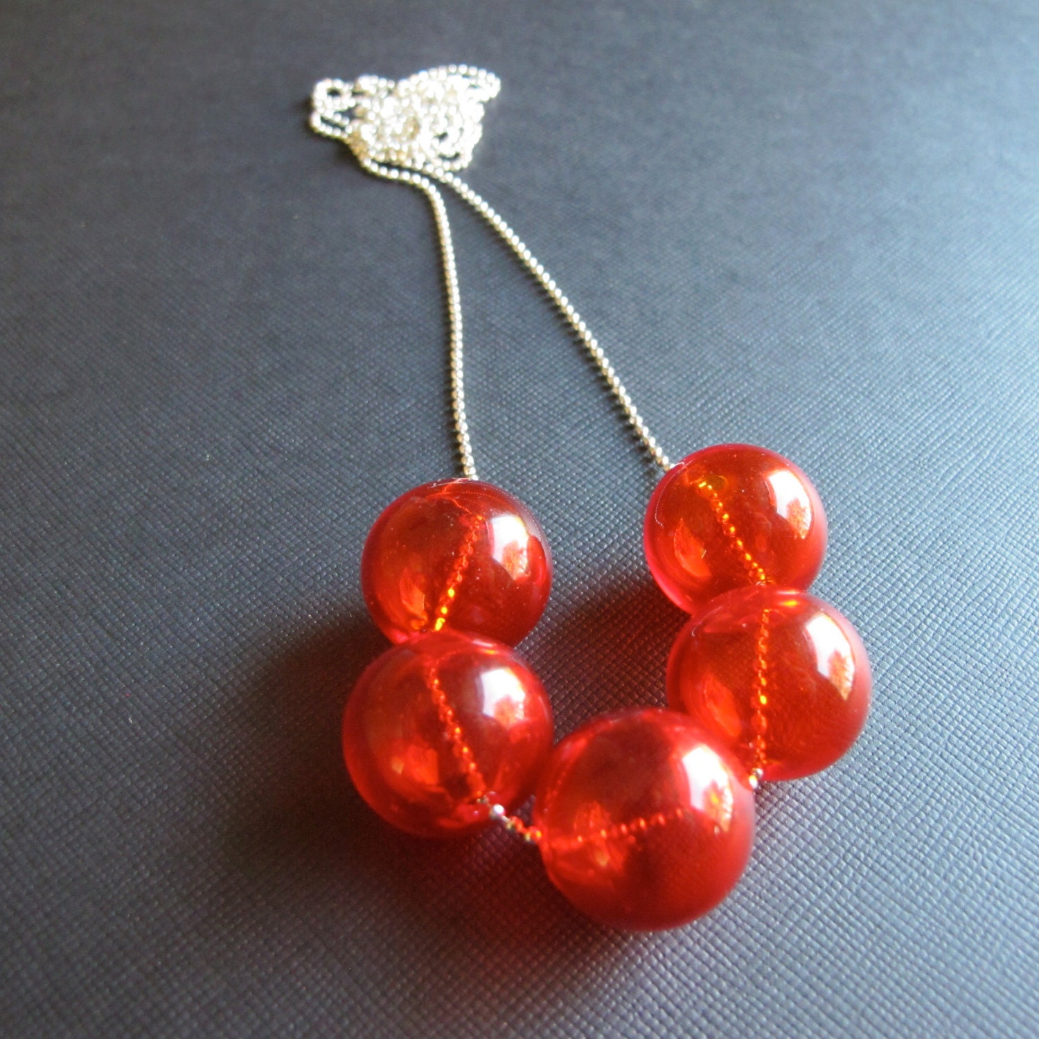 Cherry Cherry...Hand Blown Glass and Sterling Silver Necklace Valentines Under 50
