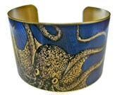 cuff bracelet CURIOUS OCTOPUS Vintage style brass  (As seen in 'Lady Gaga: Inside The Outside' )