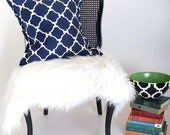 20" x 20" Hampton Links Pillow in navy hand blocked linen