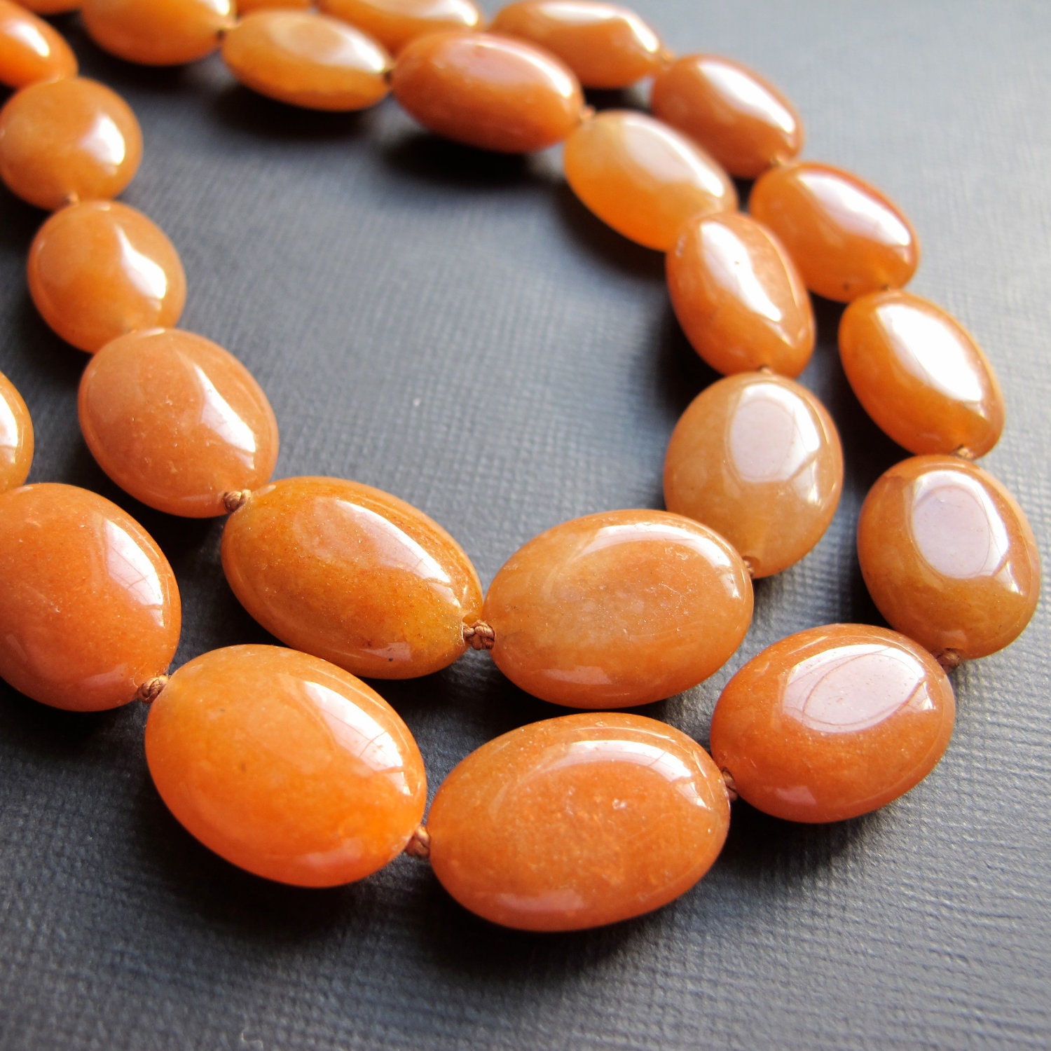 Persimmon...Red Aventurine Knotted Necklace