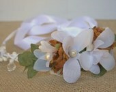 Woodland Hair Wreath, Crown, Headband, Bridal, Wedding, White, Hair Accessory, Flowergirl, Hair Flowers