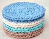 Face Scrubbies Crochet Face Cloths Washcloths Beach Colors Cotton Handmade Makeup Remover Pads Set of 8