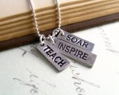 Inspirational Jewelry Silver Personalized Silver Necklace Unisex Necklace Custom Silver Stamped Words
