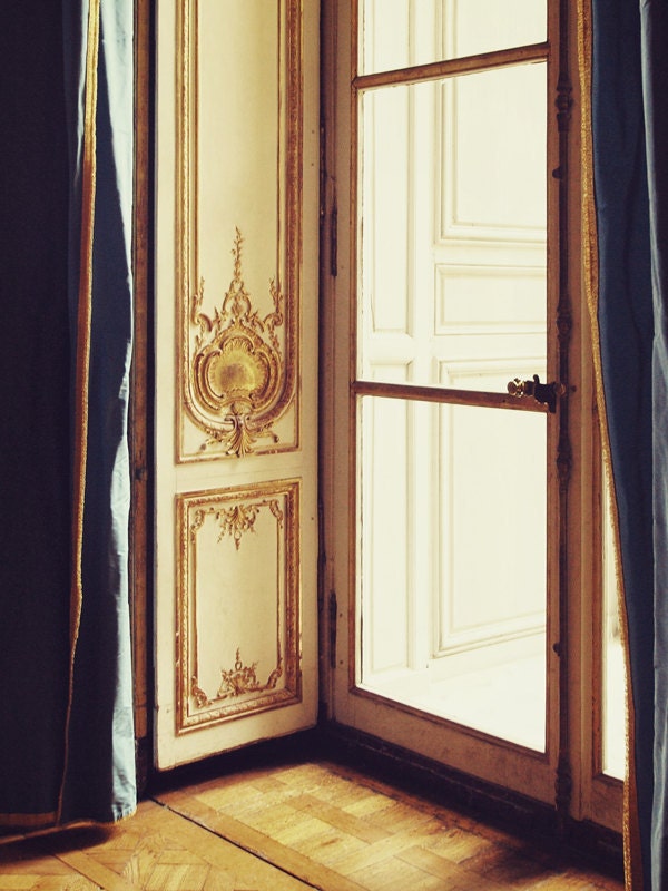 French Doors. Versailles Paris. Gold Cornice Photo. Royal Navy Blue. Marie Antoinette. Cyber Monday. Fine Art Photography 8x10"