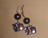 Unique Black Pearl and Vintage Pin Earrings