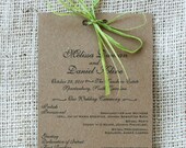 Long Rustic Wedding Program, Recycled Paper, Elegant, Modern, Vintage Inspired, Ribbon