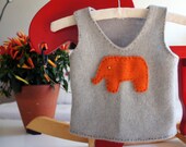 orange elephant sweater vest for a baby
