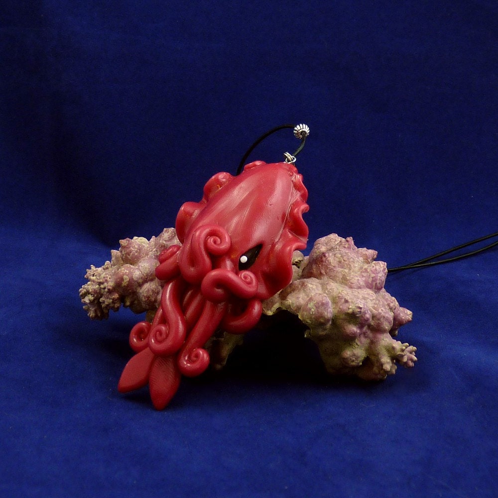 Sunset Cuttlefish Necklace - Polymer Clay Jewelry Pendant