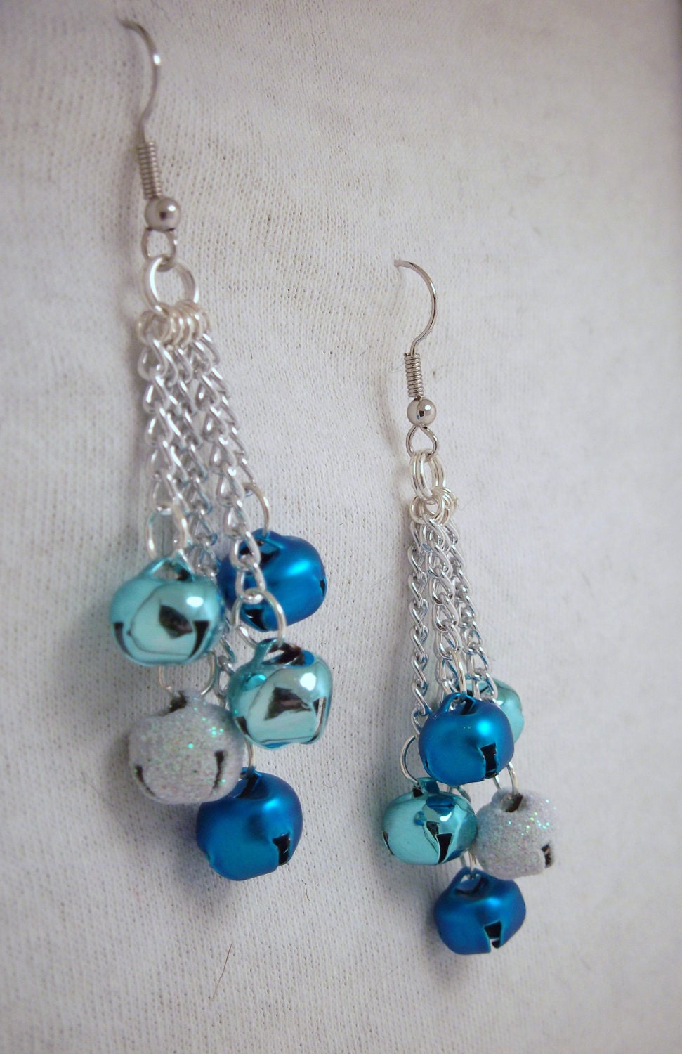 Blue Christmas Bell Earrings