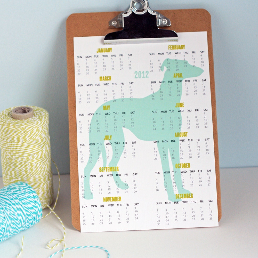 2012 Dog Silhouette Wall Calendar with Hanging Clipboard