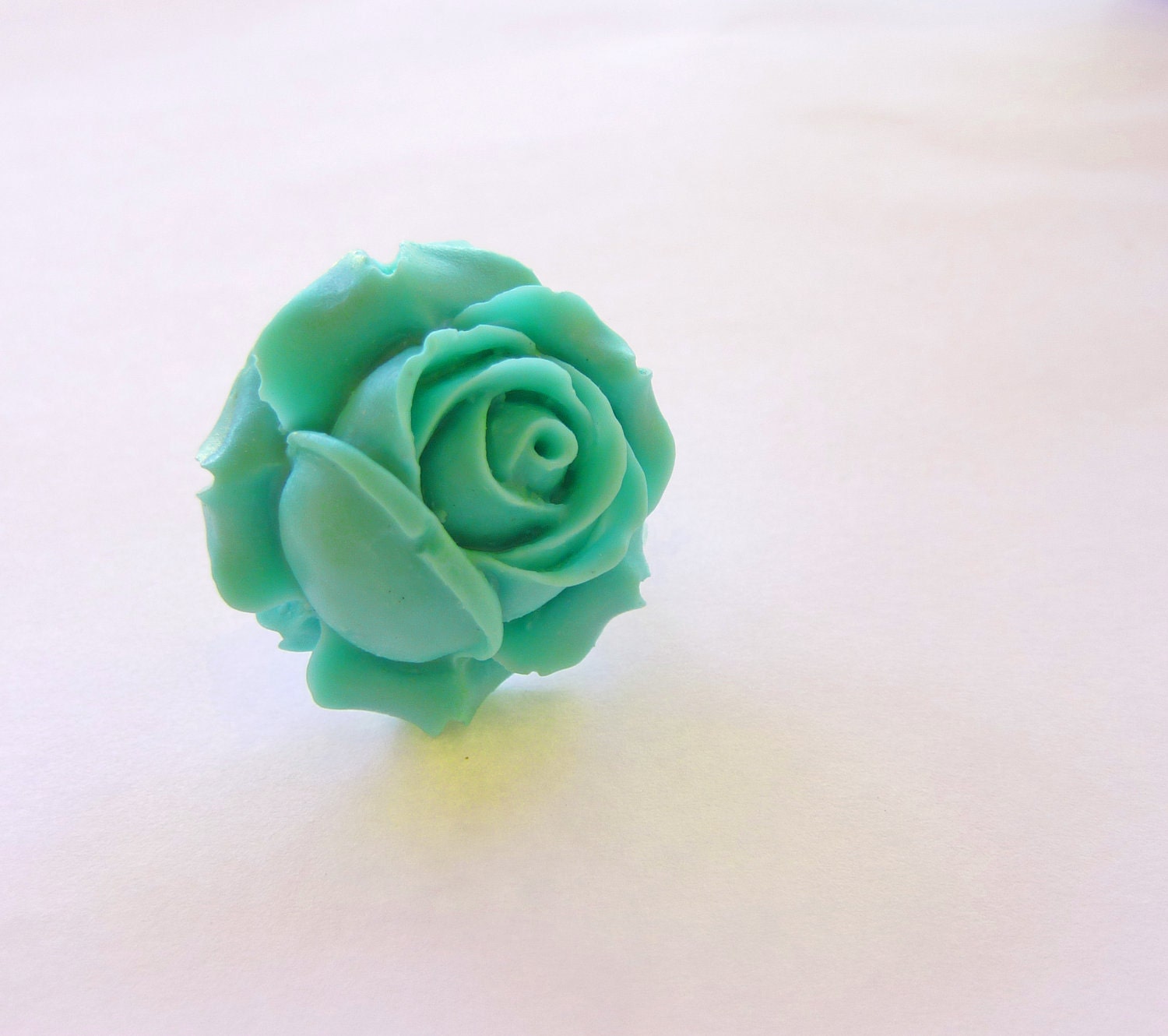 Turquoise Blue Green Rose on Adjustable RIng  GORGEOUS Teens to Adults