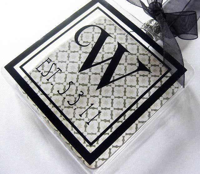 Personalized Wedding Date Ornament, Custom, Established Date, Wedding Shower