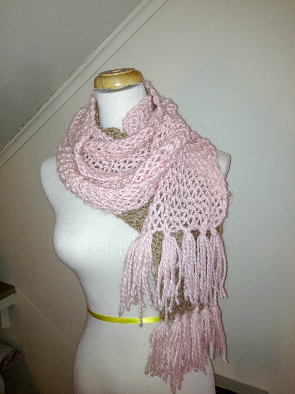 Sweet Pink & Taupe Bamboo/Alpaca Scarf