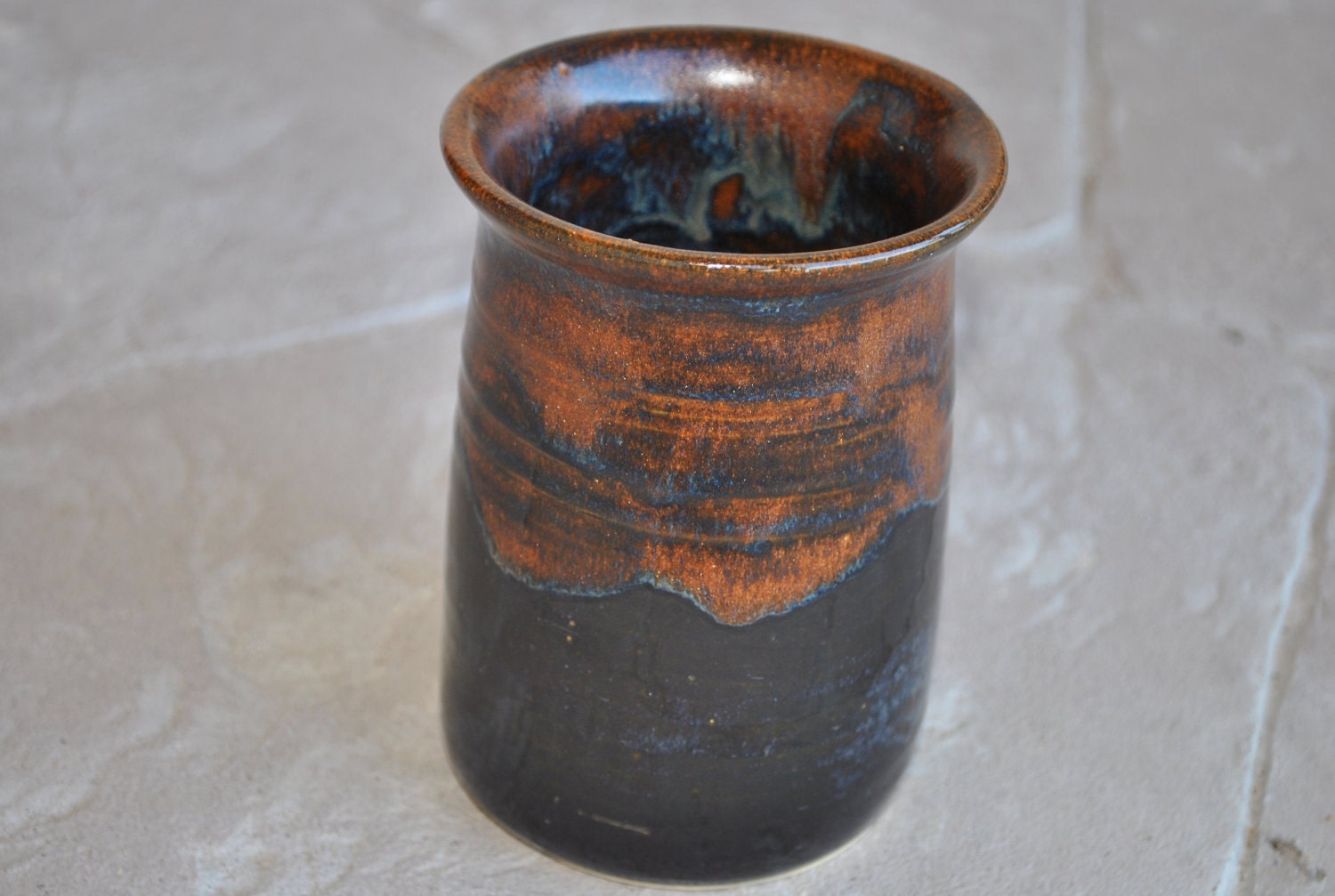 Copper and Black Stoneware Vase