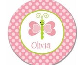 Personalized Girls 10" Melamine Plate with Butterfly