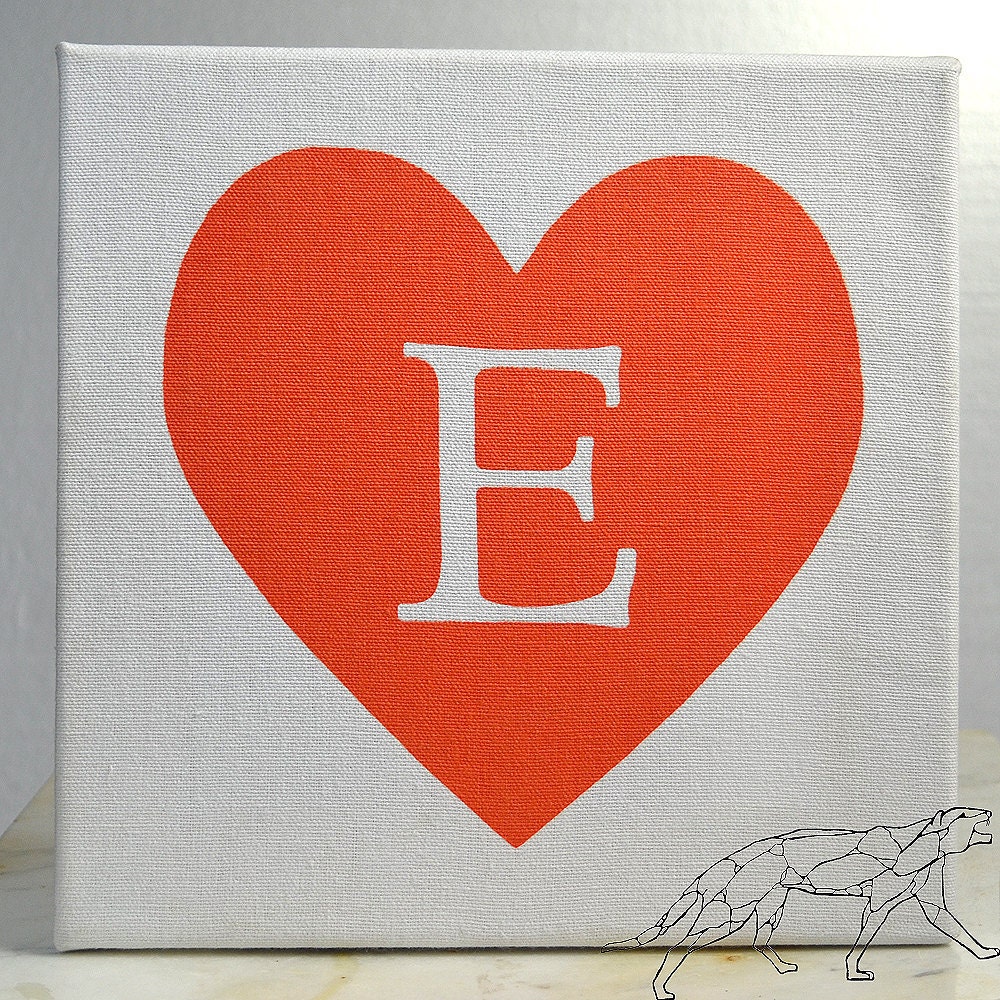 Etsy Love Heart Art Wall Hanging Silk Screened on Cotton Canvas Stretched on Wood Frame Ready to Hang10 x 10