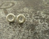 Matte Stud Earrings - Tiny Circle Posts - Sterling Silver