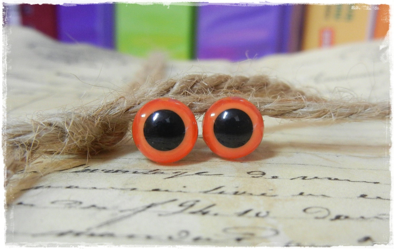 9mm Orange  Safety Animal Eye for Plush Stuffed Animals 10 Pieces