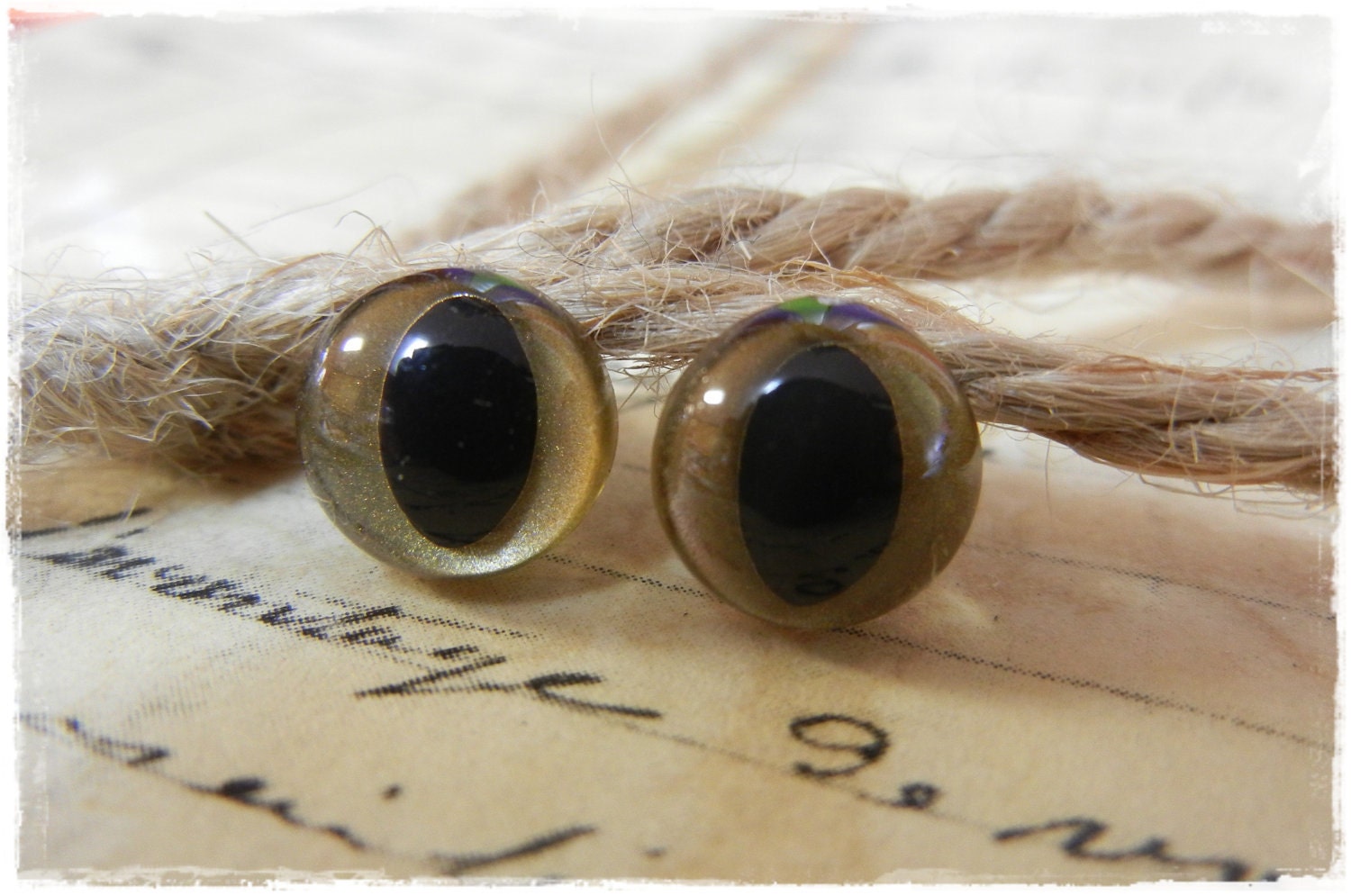 15mm Gold Pearl Cat Safety Eyes for Plush Stuffed Animals 10 Pieces