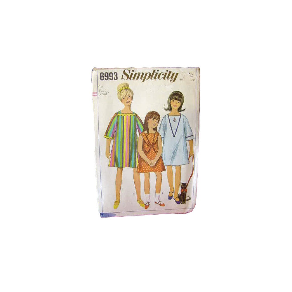 Simplicity 6993 Sewing Pattern 1967 Child Sailor Dress Beach Cover Up Girls Size 6x