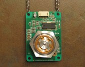 Geek Jewelry, Recycled Electronic Jewelry Pendant - Repurposed Lazer Printer Mirror - Dual look