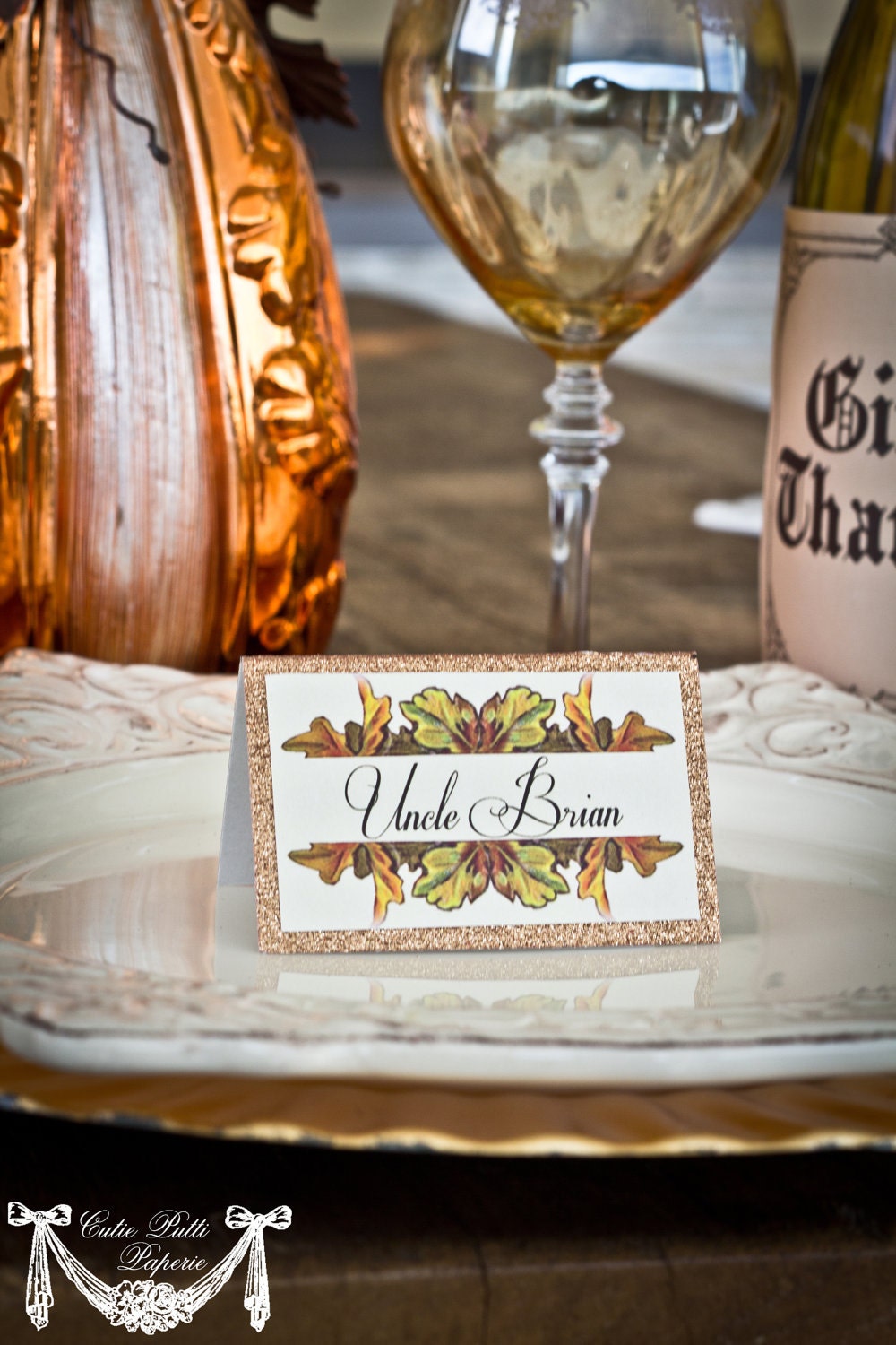 PRINTABLE CUSTOMIZED Place cards- Thanksgiving Harvest Collection- Cutie Putti Paperie