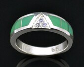 Chrysoprase Ring With White Sapphires in Sterling Silver