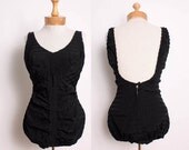 s a l e Vintage 1950s Black Bombshell Swimsuit