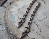 points you west-- arrowhead earrings copper and brass