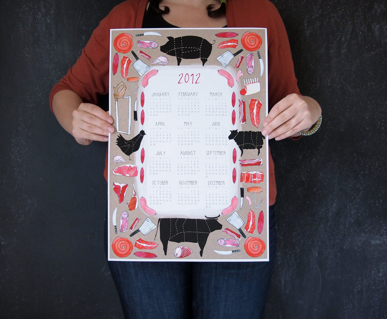 2012 Meat and Butcher Calendar wall poster