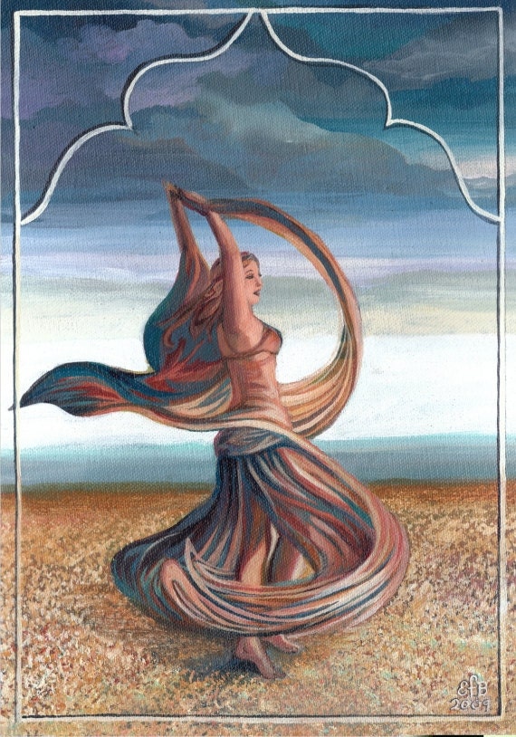The Dance of the Seven Veils Belly Dance Goddess 5x7 Card