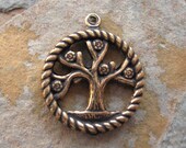 1 Trinity Brass Antique Gold Patina Tree of Life Charm 20mm x 24mm  -  LOW SHIPPING