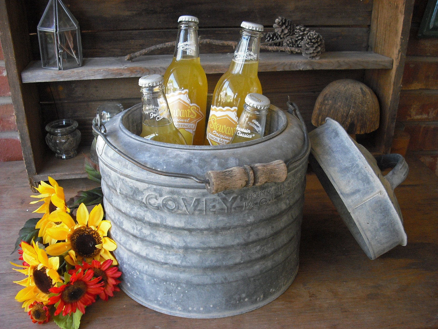 WATER COOLER, Canteen, Galvanized Metal, made by COVEY, Vinatge, Rustic