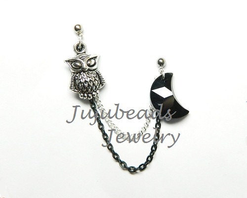 Night Hoot - Cartilage Lobe Double Piercing