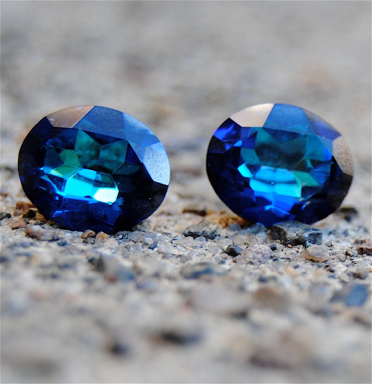 Swarovski Crystal Earrings - VIntage Super Sparklers - Bermuda Blue Star Oval Studs