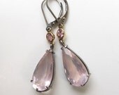 Rose Quartz Earrings Pink Tourmaline Silver 18k
