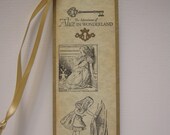 Alice in Wonderland Bookmark - Adventures - keyhole, key, glitter, white rabbit