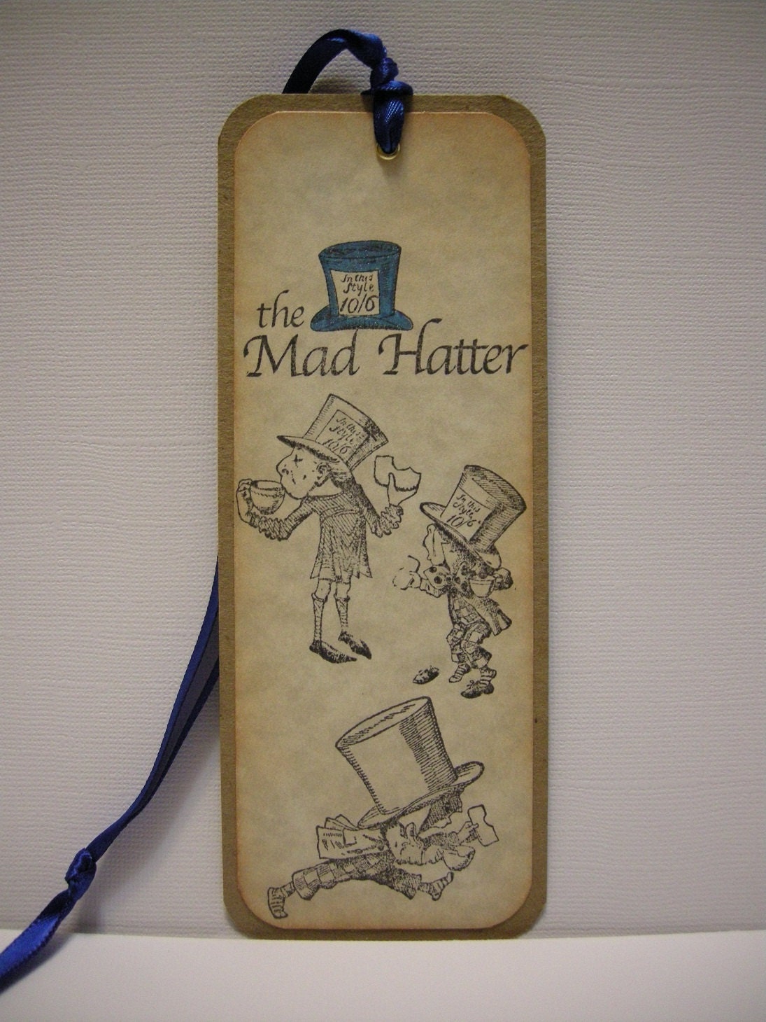 Alice in Wonderland Bookmark - Mad Hatter - fun, glitter, vintage style