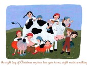 8th Day of Christmas - 4" x 6" postcard