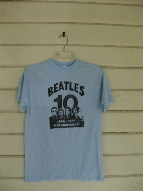 VINTAGE 1974 Beatles concert tshirt tee t shirt 10 anniversary