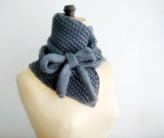 PDF PATTERN Knitted Cowl Bow Neck Warmer