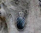 Labradorite Pendant Wire Wrapped in Sterling Silver