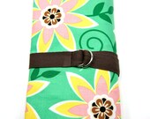 SHORT dpn or circular Knitting Needle Organizer Case - PASSION FLOWER - 24 brown pockets